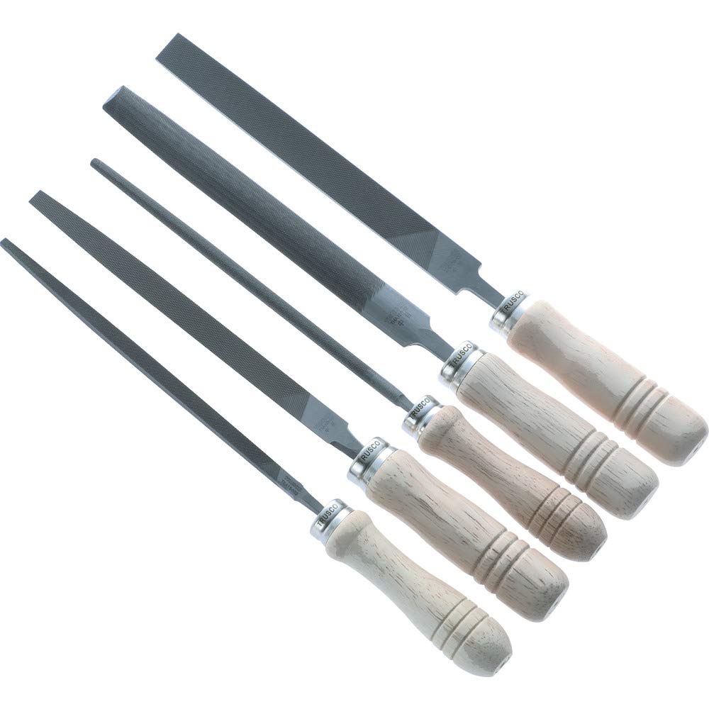 TRUSCO TST15002S File for Ironwork, Set of 5 Types, Medium Grain, Blade Length 59.1 inches (150 mm)