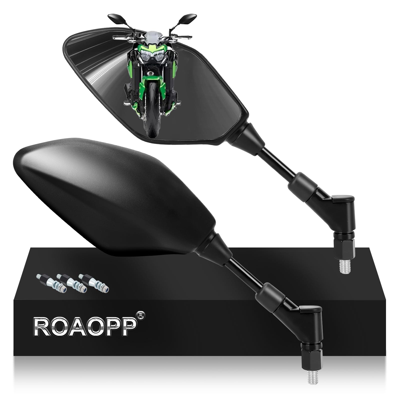 Universal Motorcycle Mirrors Rear View Side 8MM 10MM Compatible with Street Dirt Bike Adventure Scooter Coolster Moped GY6 Cruiser Snowmobile ATV Quad Black