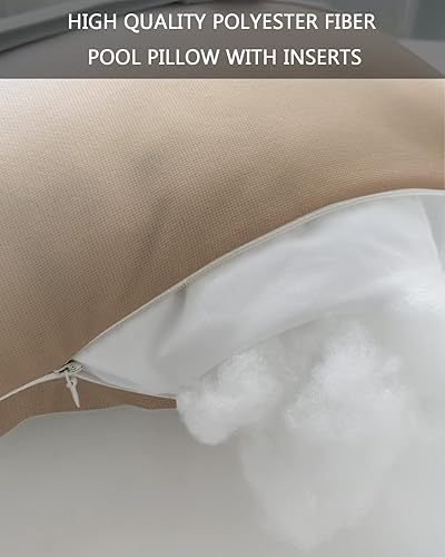 Miniatura 7 de Almohada para la cabeza del diván al aire libre, color marrón y turquesa, almohadas lumbares suaves con correas elásticas e relleno, 1 cojín para