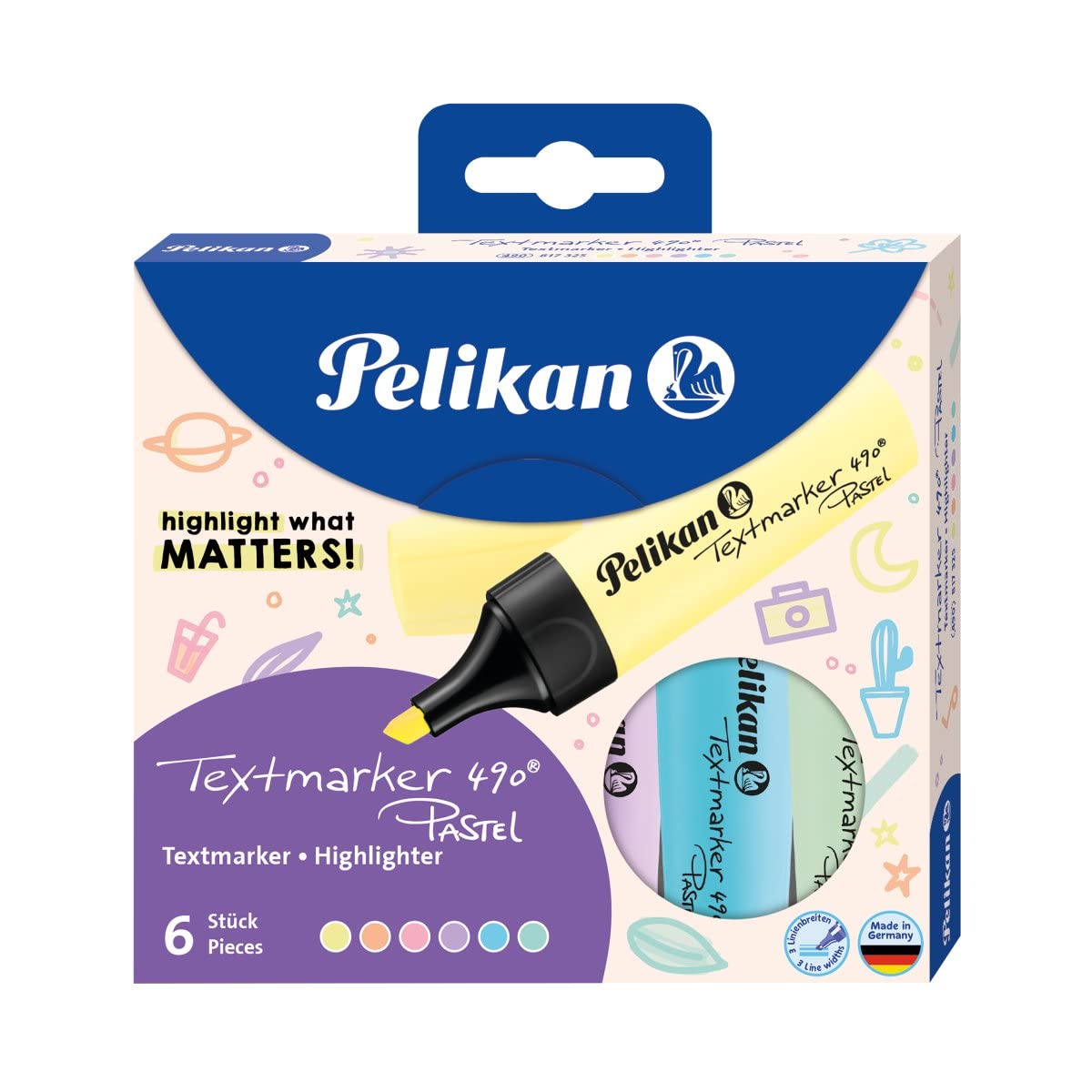 Pelikan Pastel Highlighter Marker, Chisel Tip, Aqua Turquoise, Light