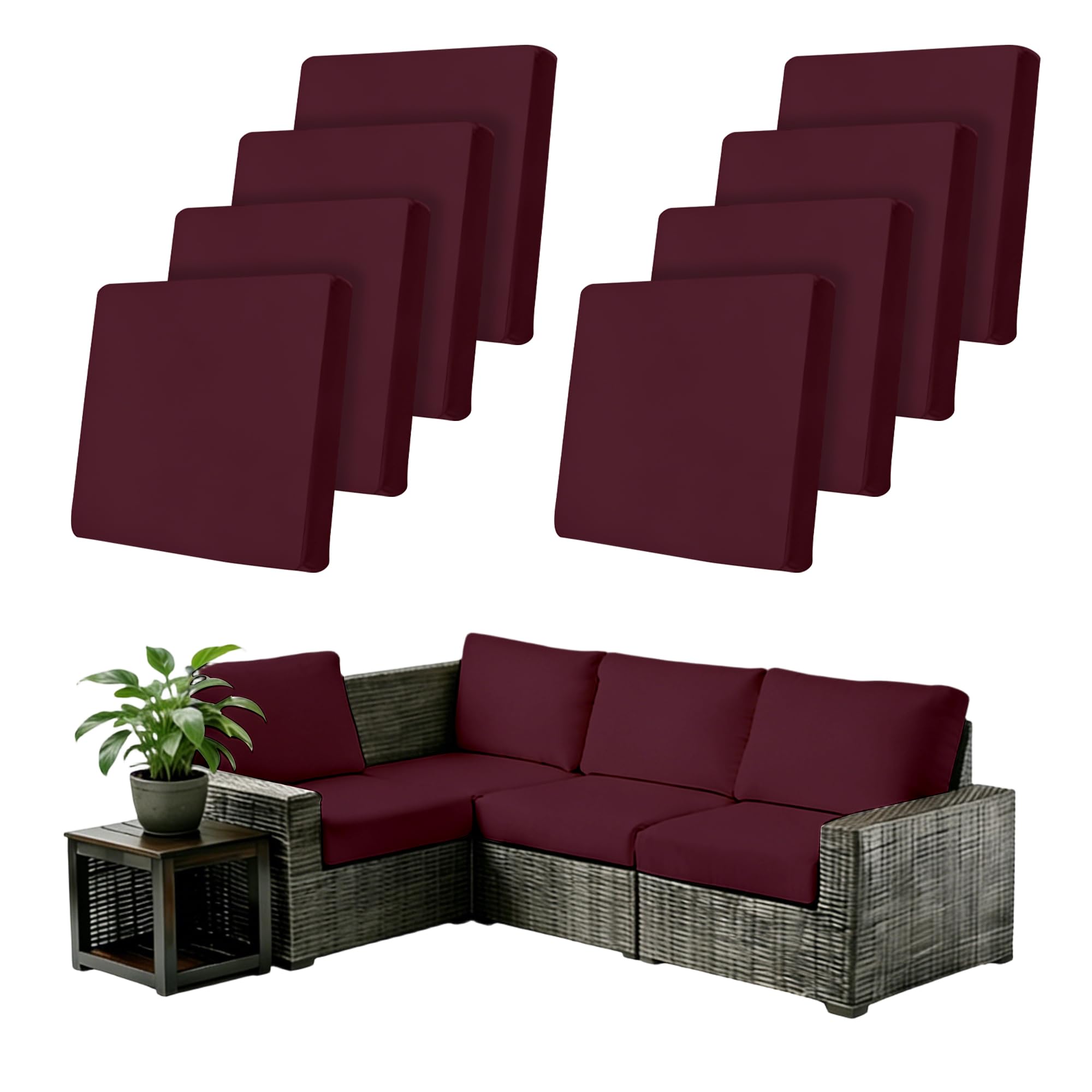 8Pcs Outdoor Cushion Covers Stretch Patio Cushion Covers Sofa Cushion Cover