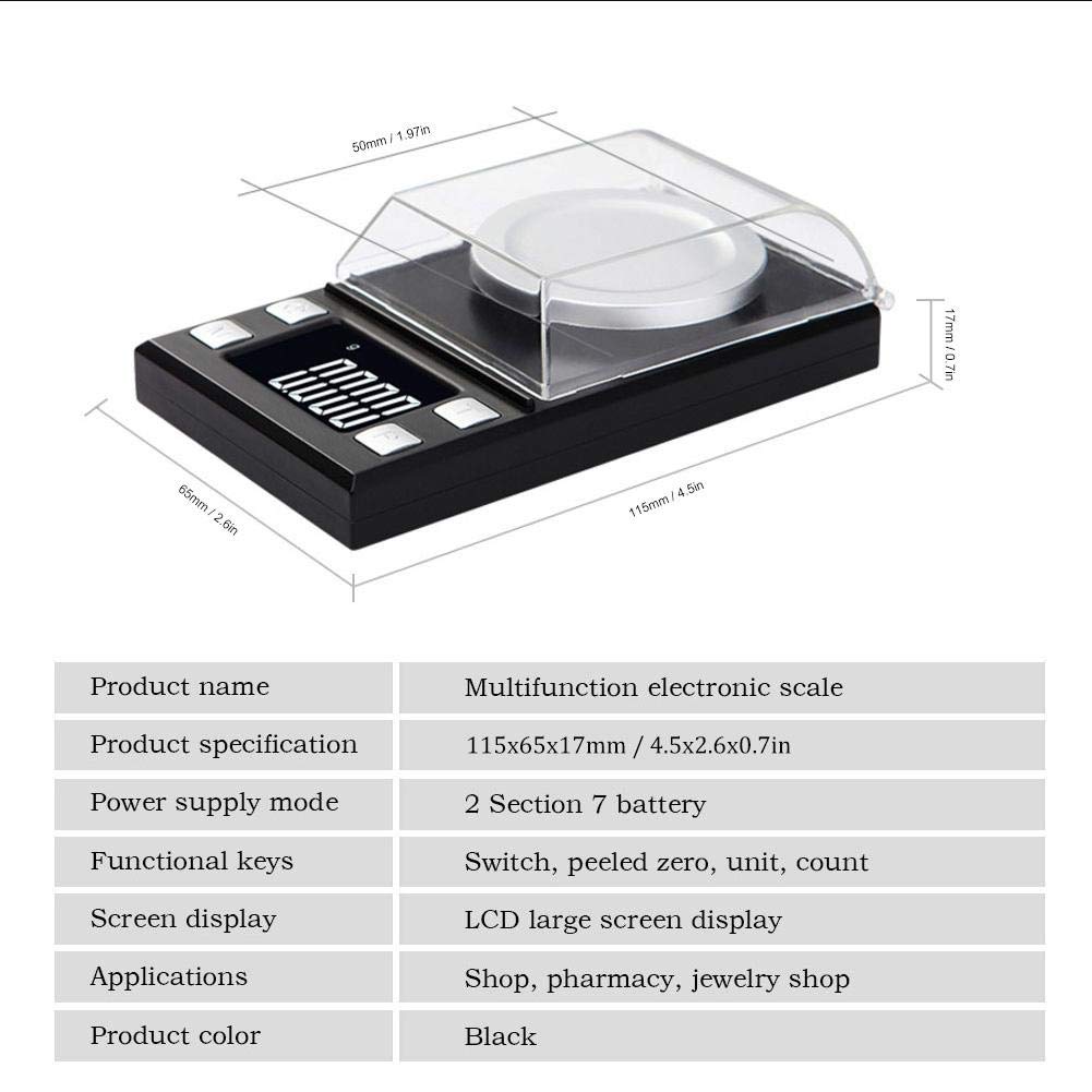 Bilancia elettronica digitale 0.001G Bilancia mini LCD portatile ad alta precisione per la pesatura di pillole d'oro per gioielli(100g/0.001g)