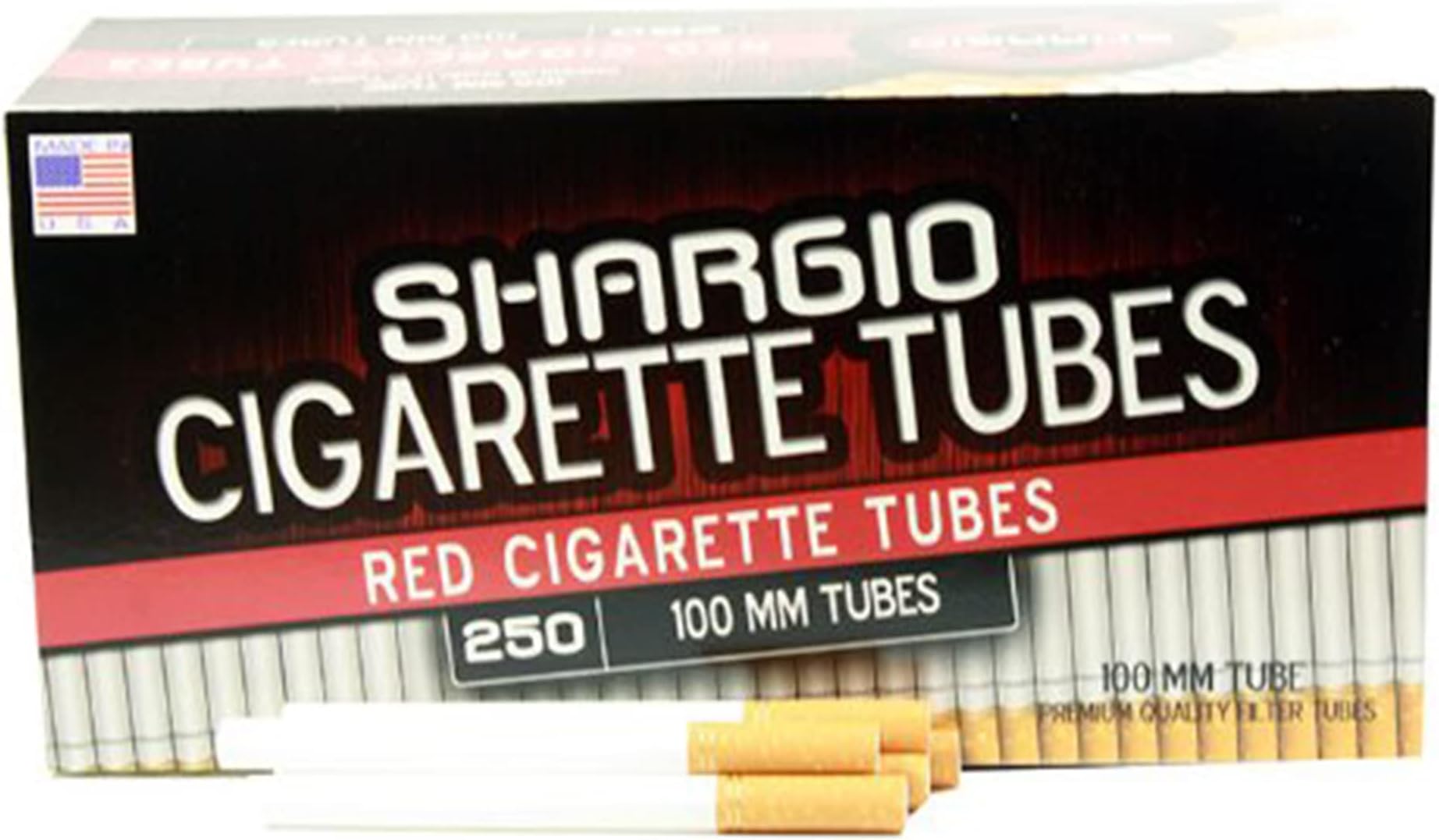 Shargio Red 100mm Stunning Filter Tubes 200ct Contains Amazing Taste Comes with Metal Bonus Case - 1 Case of 40 Packs