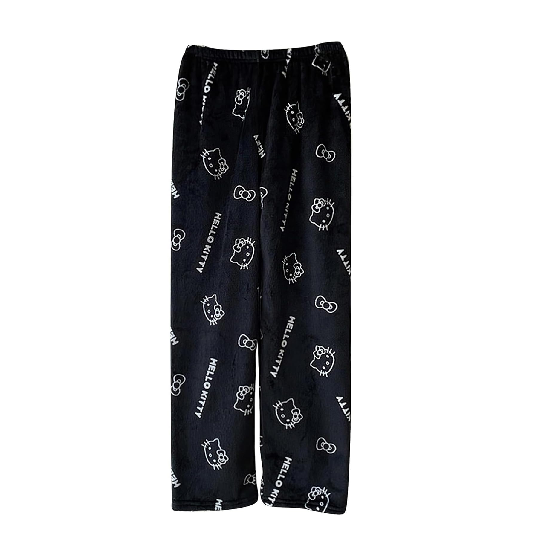 Kawaii Halloween Pajamas Pants Halloween Cat Pajamas Flannel Sleep Pajama Pants Cartoon Anime Pajama for Women Men