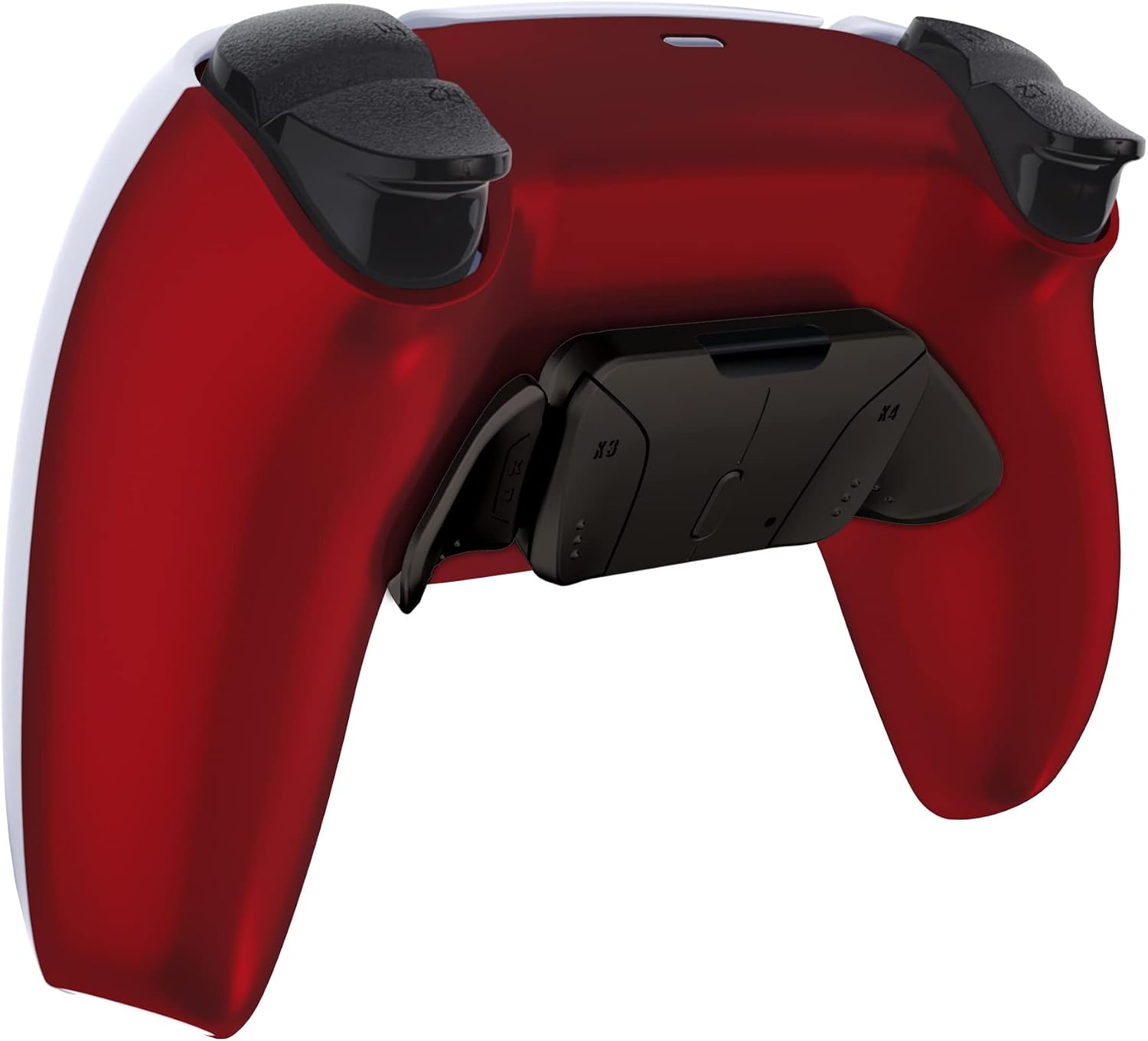 eXtremeRate Scarlet Red Programmable Real Metal Buttons (RMB) Version RISE4 Remap Kit for PS5 Controller BDM 010 & BDM 020, Upgrade Board & Redesigned Back Shell & 4 Back Buttons for PS5 Controller