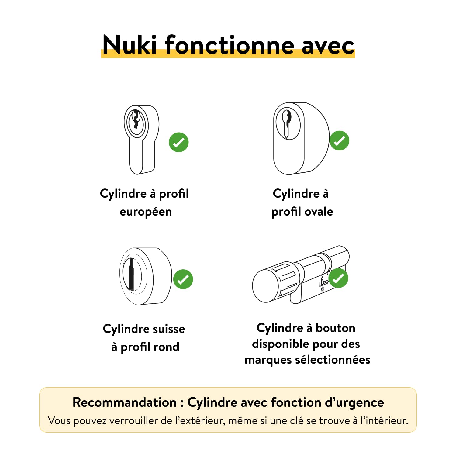 Nuki Smart Lock Pro (4è génération), Serrure Smart avec avec Wi-FI et Matter pour accès à Distance, la Serrure électronique transforme Votre Smartphone en clé, avec Power Pack, Blanc 221011
