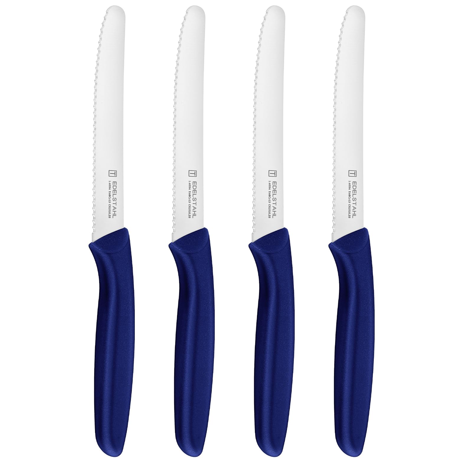 targzier 4 Kitchen Knives Set,11cm Serrated Stainless Steel,PP Handle,Blue