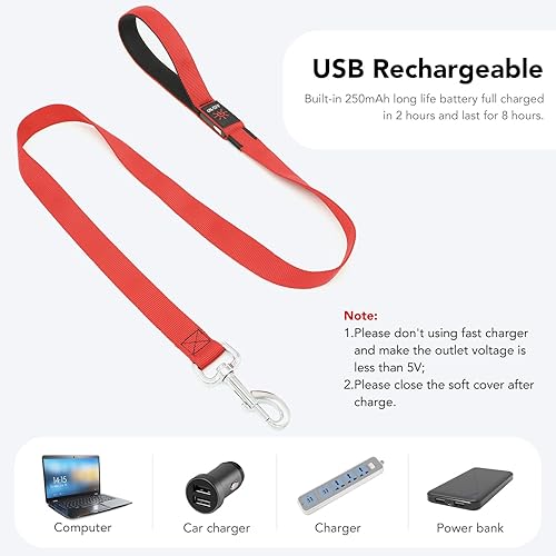 Miniatura 4 de Colaseeme Correa LED para perro, correa para perro iluminada, correa de nailon recargable micro USB, correa de nailon brillante estándar de