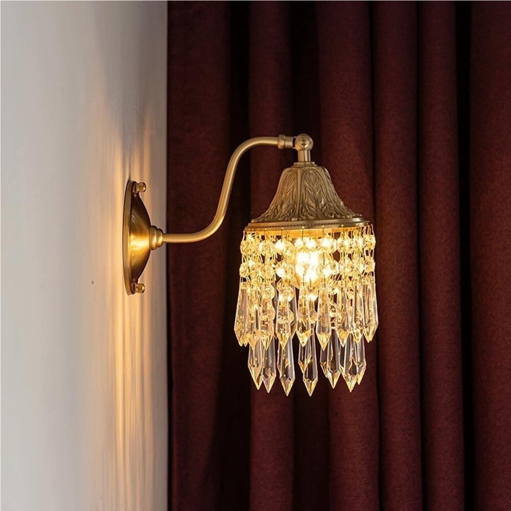 KBUUKYYXouy Wall Sconce Brass Crystal Wall Mounted Vanity Light Decorative Wall Light for Bathroom Living Room Bedroom Corridor Aisle Interior