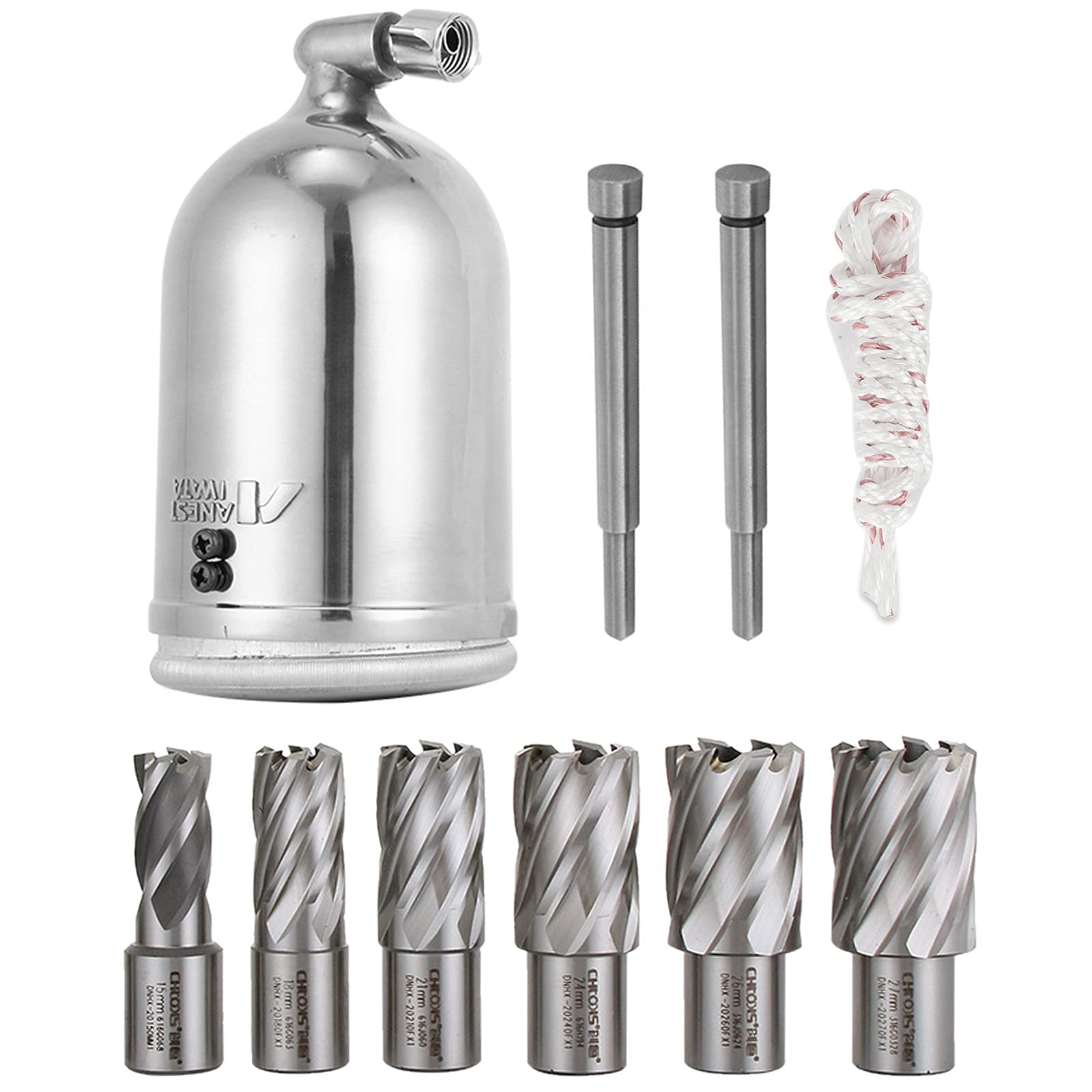 Moh Trapano Elettrico Magnetico MD40, Motore del Sistema di Perforazione Magnetico ad Alta Potenza 1100 W, 220 V, 50 Hz, con Set 6 Frese In HSS, Usato per Strutture in Acciaio, Costruzioni Navali