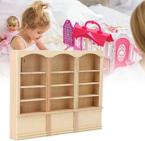 Miniatura 4 de 112 Casa de muñecas en miniatura simulada librería gabinete mini muebles modelo juguete accesorio (color madera (estantería triple)) casa de muñecas