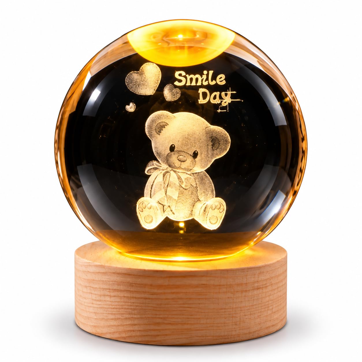 Meditating Hanuman Crystal Ball Lamp - USB LED -15