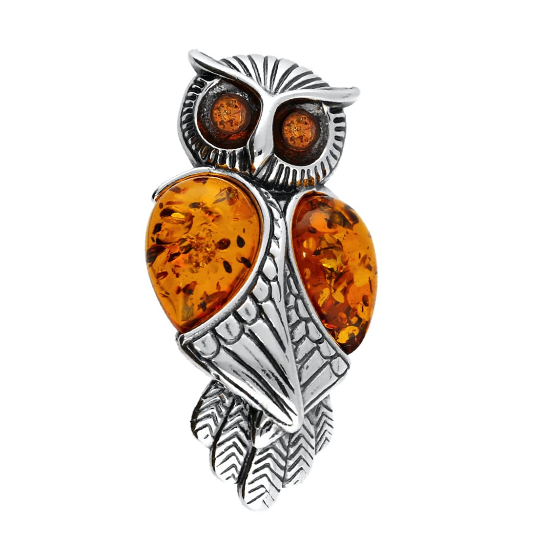 Bernstein-Brosche mit Vogelmotiv im Vintage-Stil für Damen, 925er Sterlingsilber, 37mm x 22mm, Sterlingsilber, Silber, Harz, Bernstein