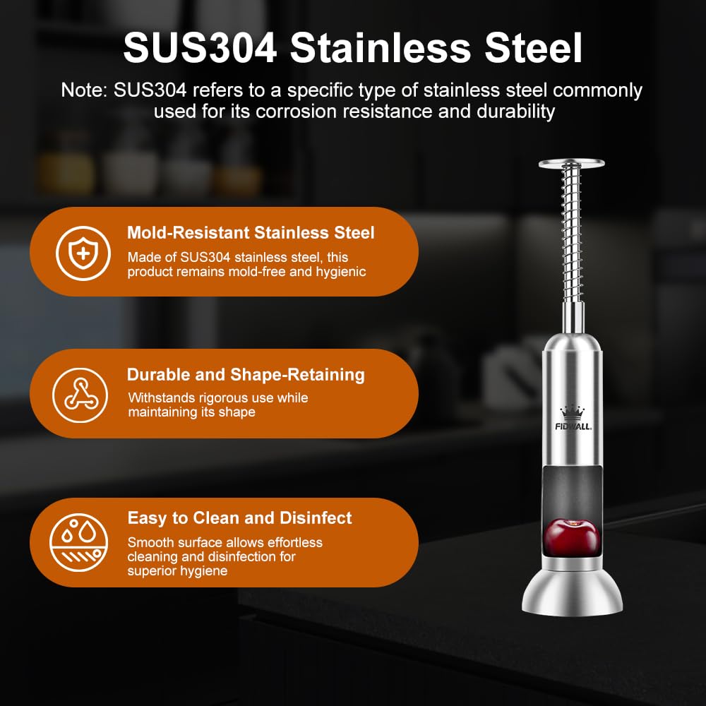 Snocciolatore Ciliegie In Acciaio Inox 304 - Strumento Cucina Professionale Per Rimuovere Noccioli | Facile E Senza Sforzo - Foto 12