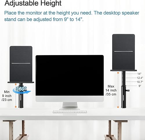 Miniatura 5 de Juego de 2 soportes para monitor de estudio, abrazadera de escritorio para altavoces contra la pared