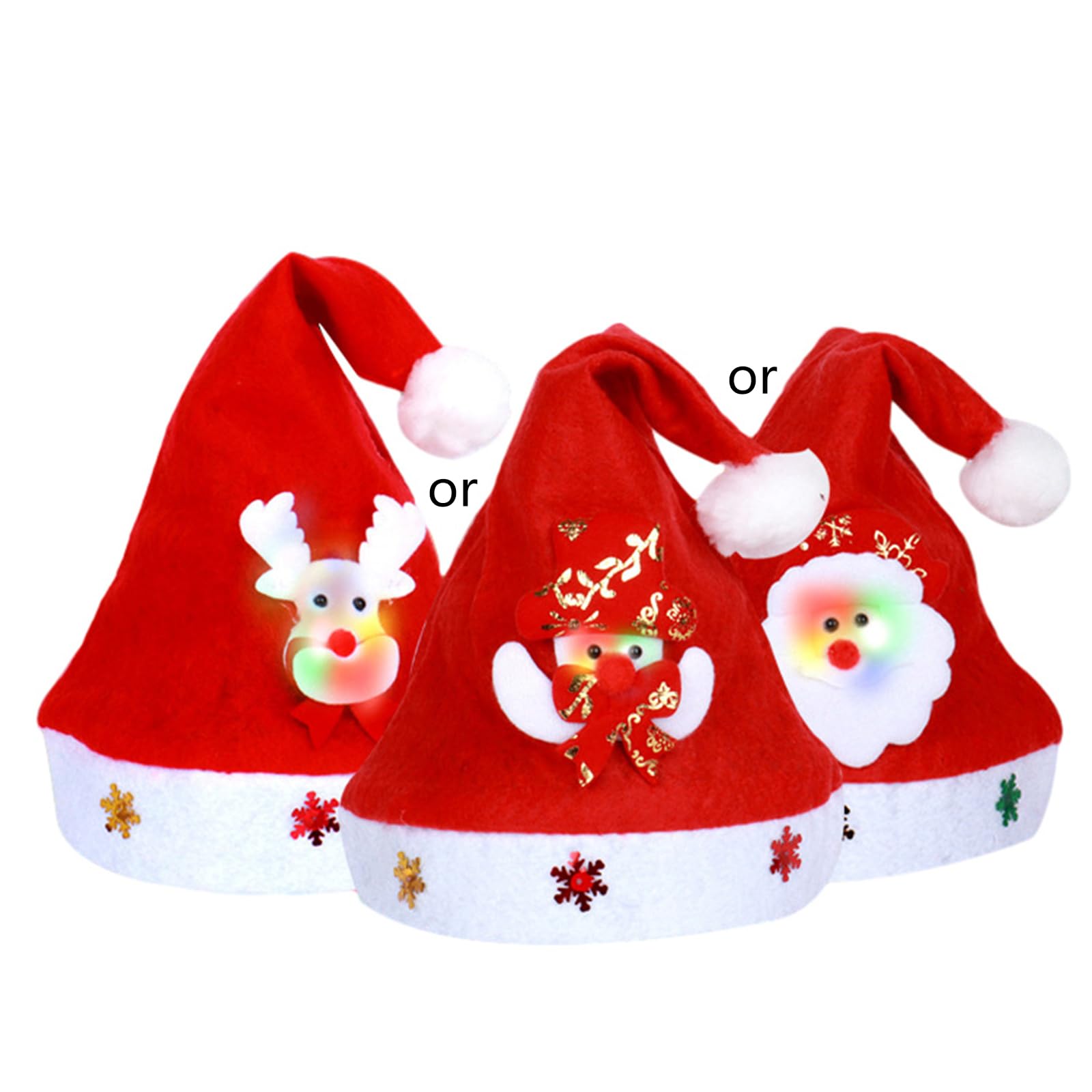 Jazuaiao Christmas Decoration Felt Santa Hat Party Dress Up New Year Stage Props Bobble Cap Family Gathering Headwear Plush Costume Accessory Festive Holiday