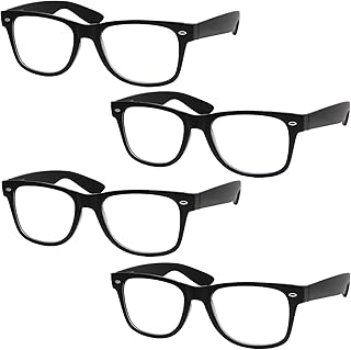 grinderPUNCH 4 Pairs Deluxe Reading Glasses Spring Hinge Stylish Readers with Rx Magnification (4 Pack Black, 1.50 x)