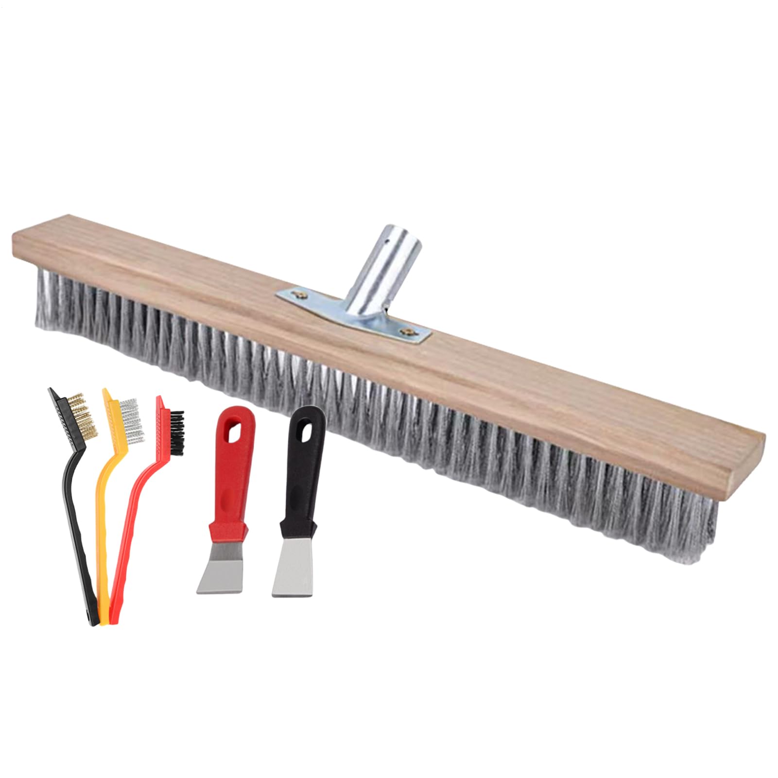 Balai robuste en acier avec support métallique pour nettoyage extérieur et terrasse