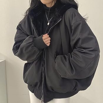 Women's Gothic Zip Up Hoodie Goth Fleece Fur Y2K Coats Cyber