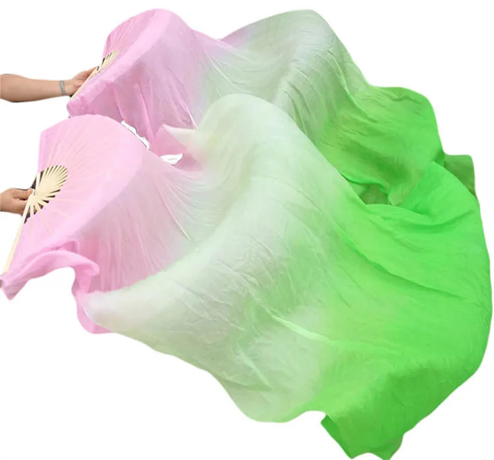 1Pair Ventre Danza di Seta Fan Seta Lungo Seta Fan Handmade Gradiente Colore Danza Fan Possono Essere Personalizzati Imitazione Seta