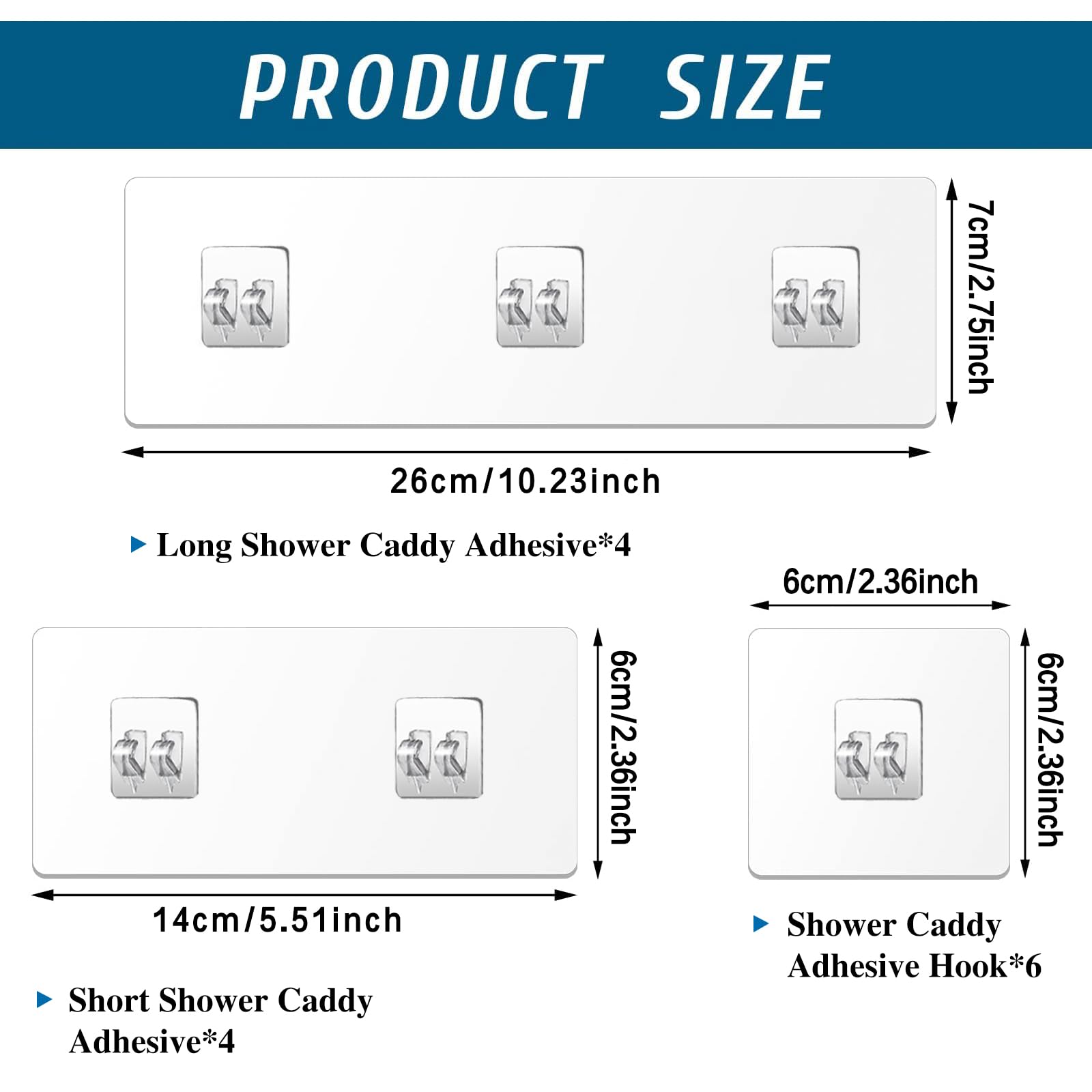 Jovware Shower Caddy Adhesive Replacement – Strong Transparent Sticky Pads, 6-Pack, Holds Over 40 Lbs, Fits Most Brands