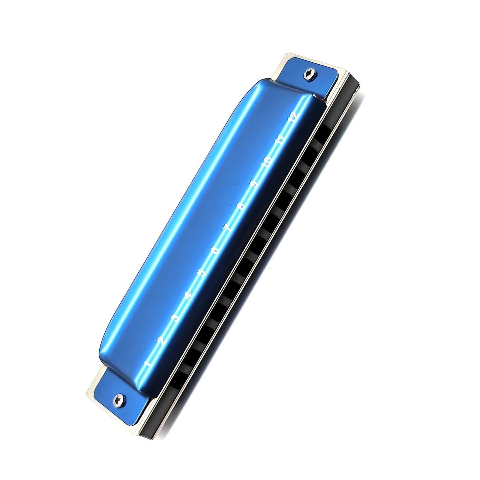 Harmonijka 12-otworowy klawisz C Modny niebieski wygląd Blues Diatonic Harmonica Aluminiowy grzebień