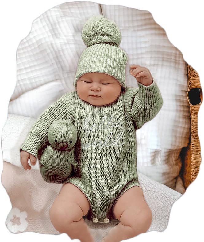 Ylsteed Infant Baby Sweater Romper and Hat -...