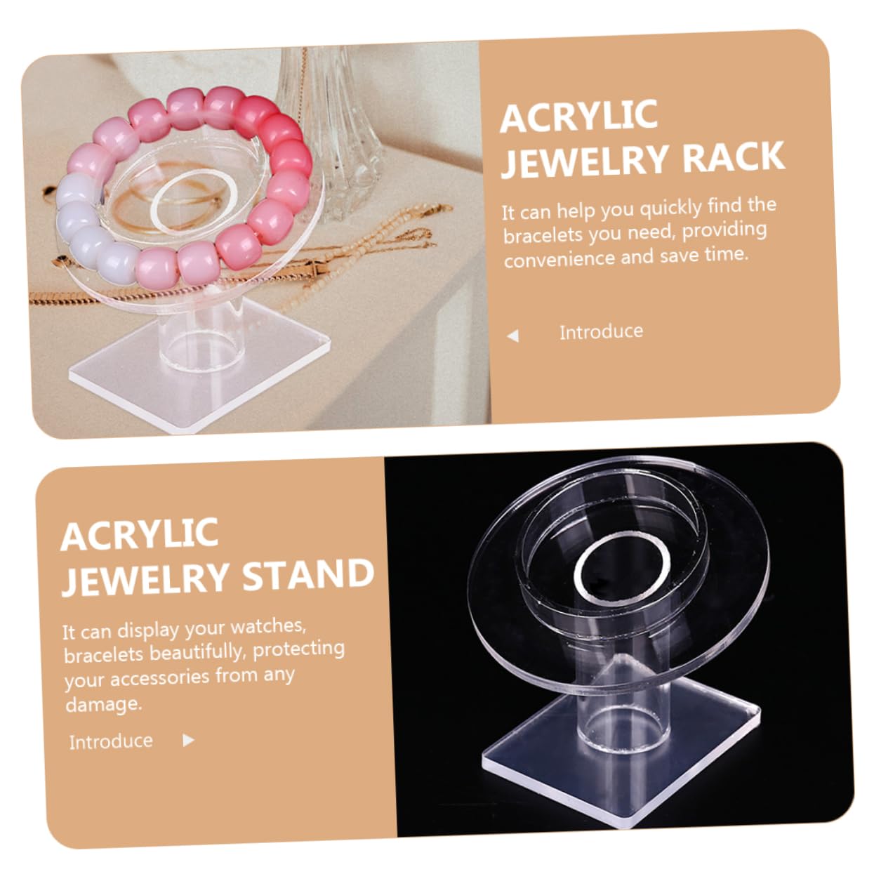 2 pièces présentoir de Montre Organisateur de Bureau étagère présentoir à Bijoux présentoir Transparent présentoir à Bijoux présentoir de Table présentoir présentoir Bracelet Chapelet Acrylique