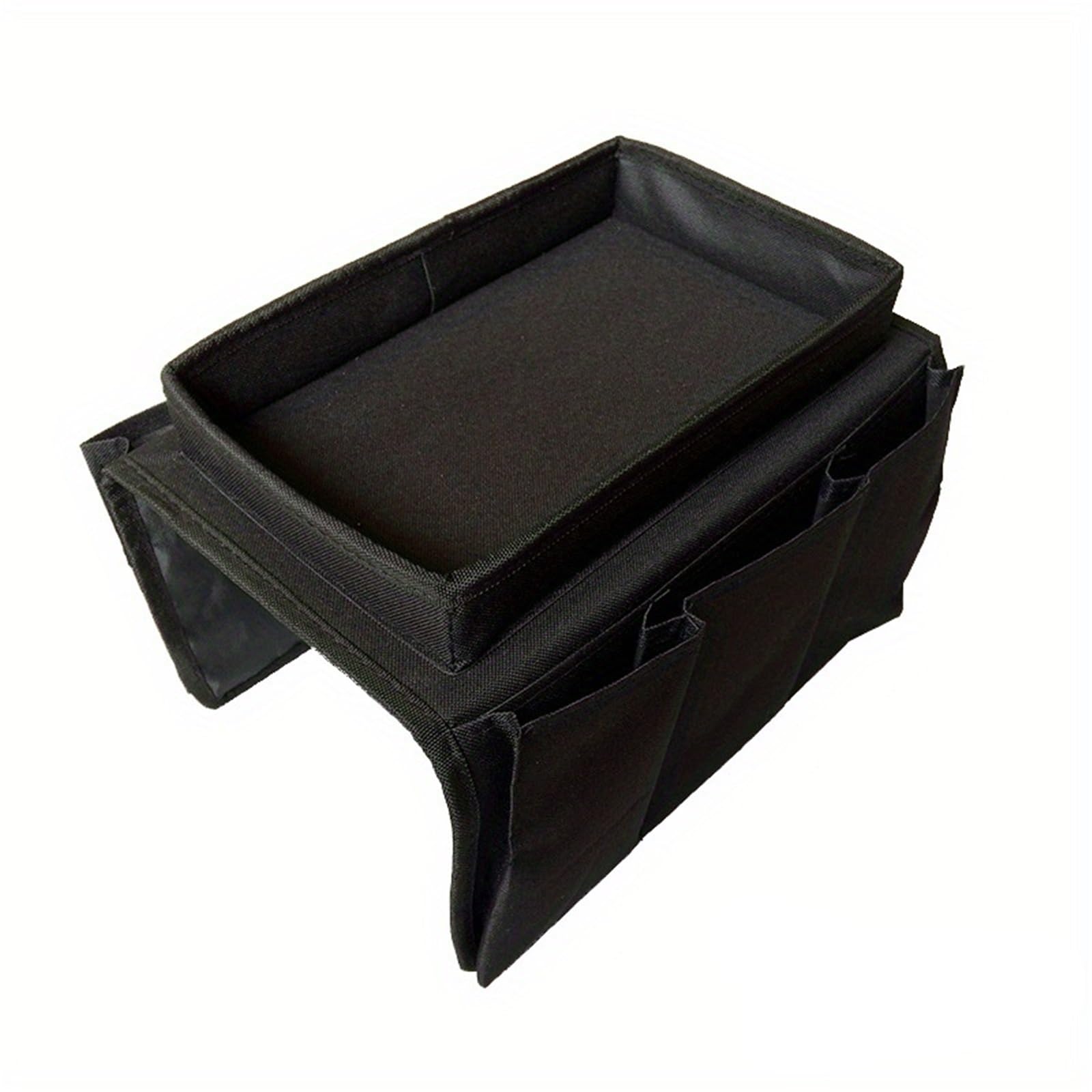 BDFJEDS Couch Armrest Organizer Convenient Sofa Armrest Storage Bag For Remote Controls Magazines And More Perfect For Recliner Sofas And Side Pockets(Black)