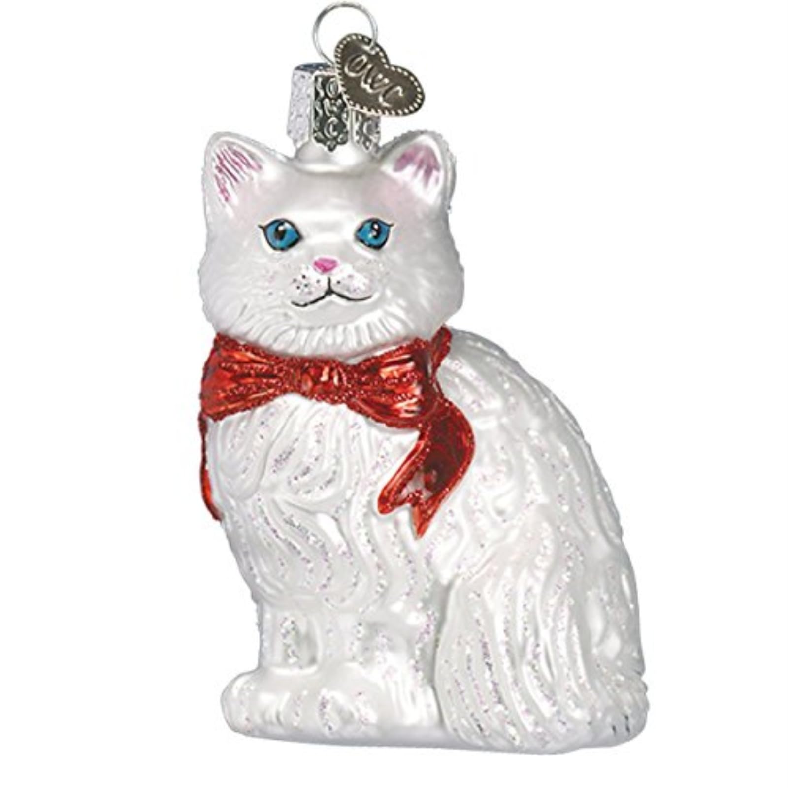 Old World Christmas White Cat Lover Collection Glass Blown Ornaments For Christmas Tree Princess Kitty