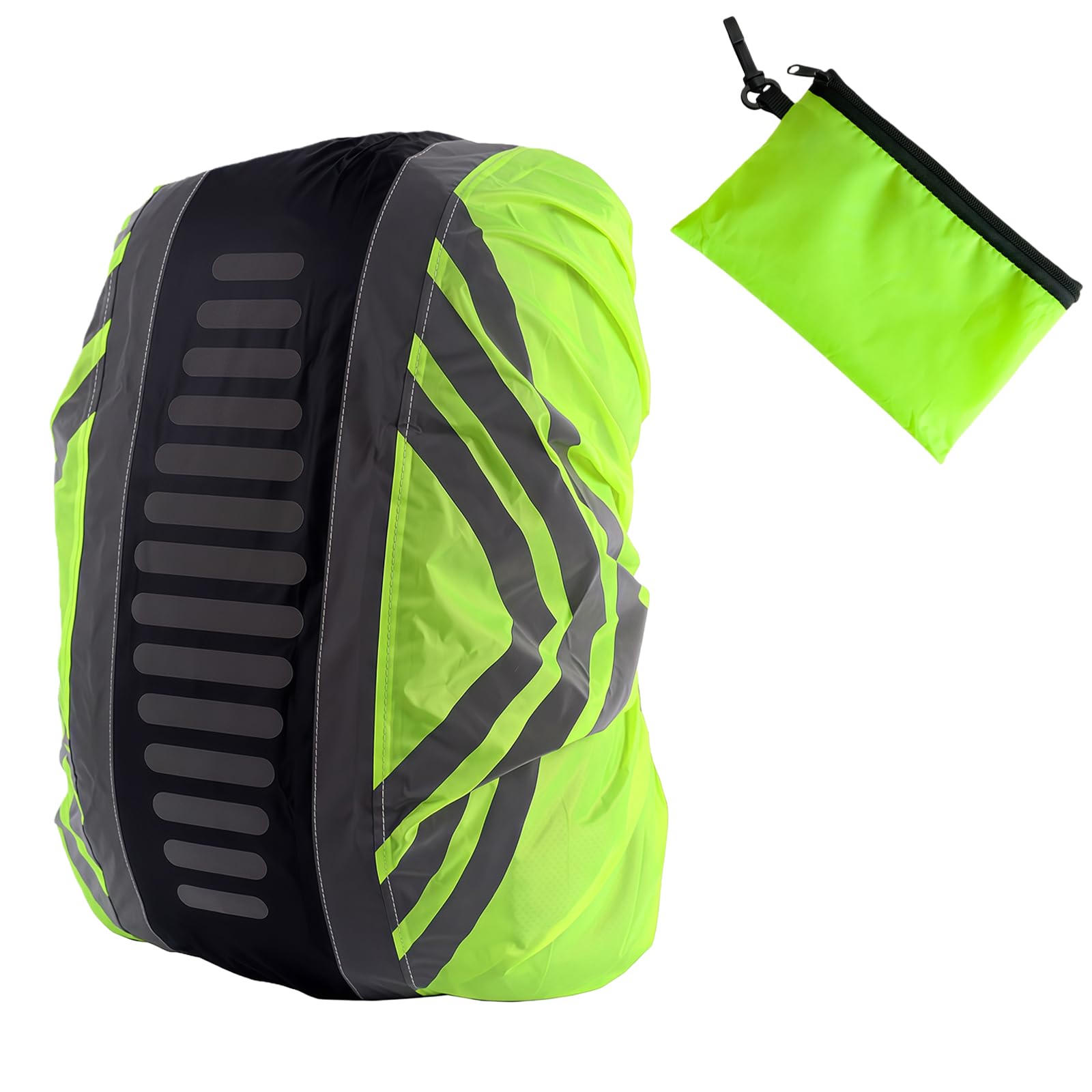 Qiansse Unisex Black Waterproof Backpack Cover, Reflective Rucksack Cover For Hiking Travel 40L Backpack Waterproof Protection Durable Lightweight Rain Cover