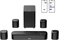 ULTIMEA Aura A60 7.1ch Dolby Atmos Soundbar: 4 Surround Speakers, Subwoofer, App Control, HDMI eARC Home Theater System