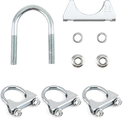 Miniatura 7 de QWORK Gancho de escape con punta de silenciador en U, 1-12 pulgadas OD 2 piezas de acero inoxidable universal silenciador clip de escape