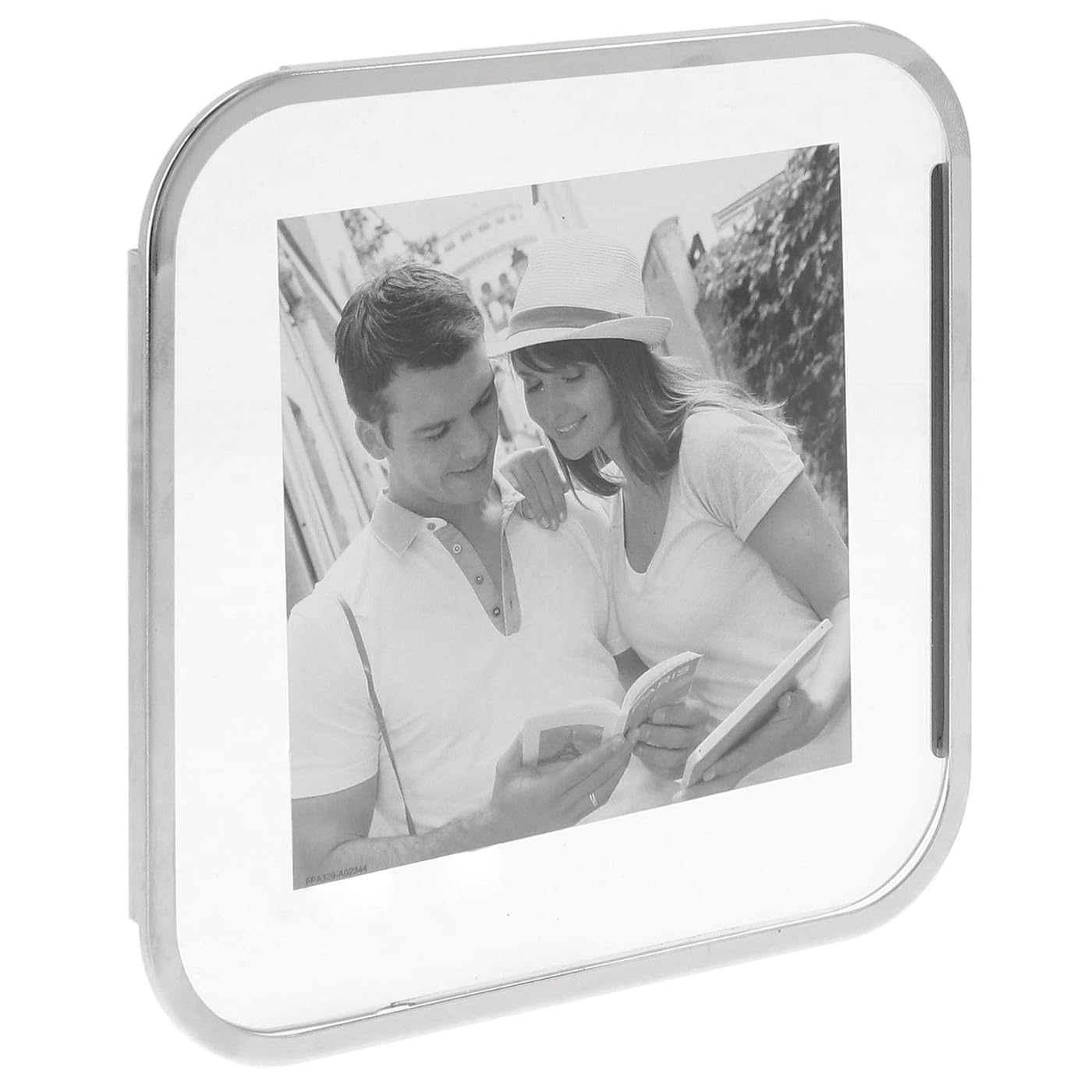Shudehill Giftware Silver Floating Photo Frame, White Mount, Multiple Sizes, Square and Arch Styles, for Home Décor and Gifts (Silver Floating Frame Square 4x4)