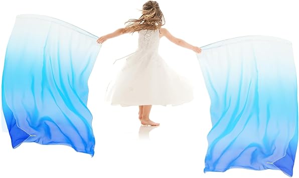 Wuchieal flexible rods for worship flags,praise dance worship flag, Outdoor Flag for beginner, Girls worship flags for church 16#WHITE BLUE BLUE