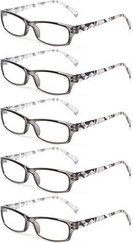 Miniatura 6 de Kerecsen Gafas de lectura, 5 pares de anteojos de lectura a la moda para mujer, bisagra de resorte con patrón estampado para mujer (paquete de 5