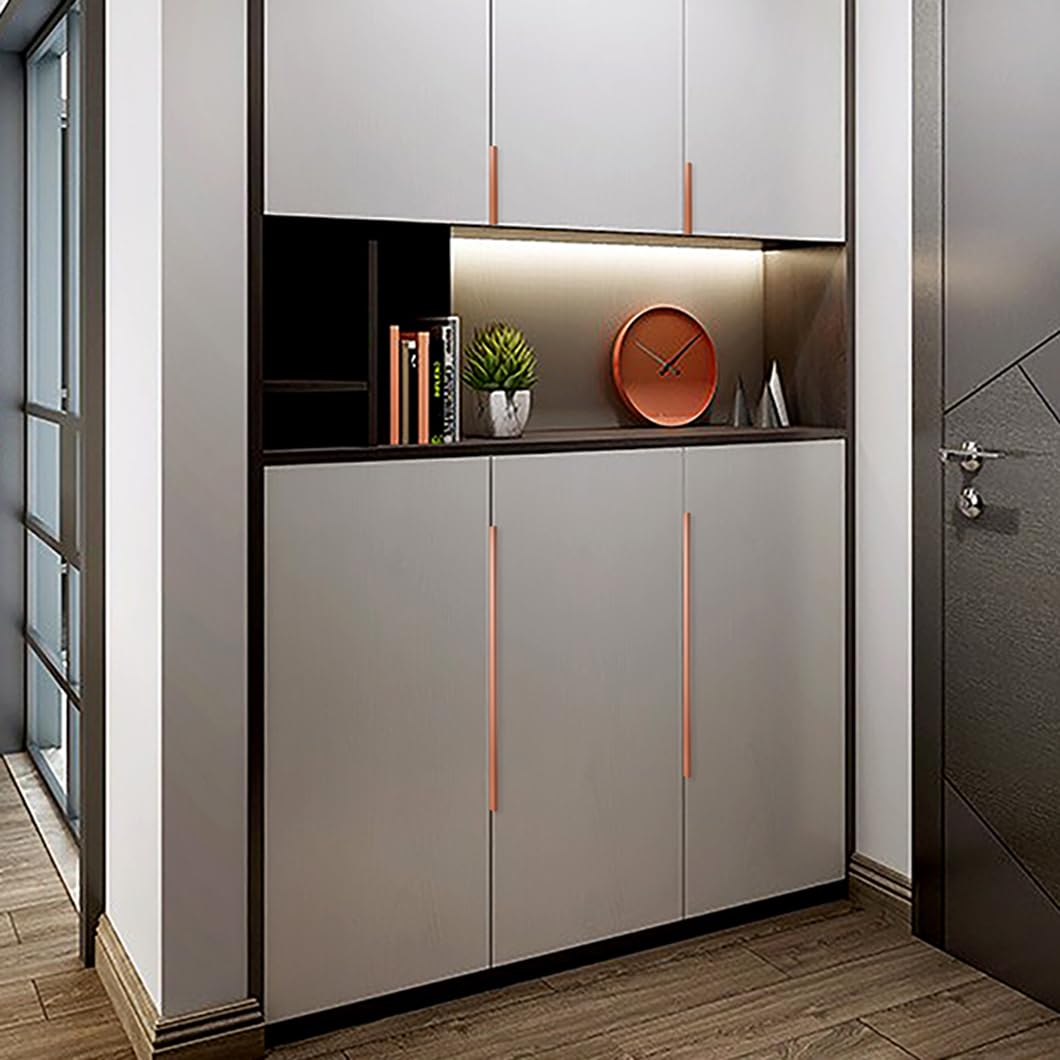 Finger Edge Pull, Concealed Handle Orange Red Cabinet Pull Handles Invisible Furniture Door Handles Metal Kitchen Cupboard Handles, for Drawer Bedroom Wardrobe, Aluminum Alloy(Length 1000mm)
