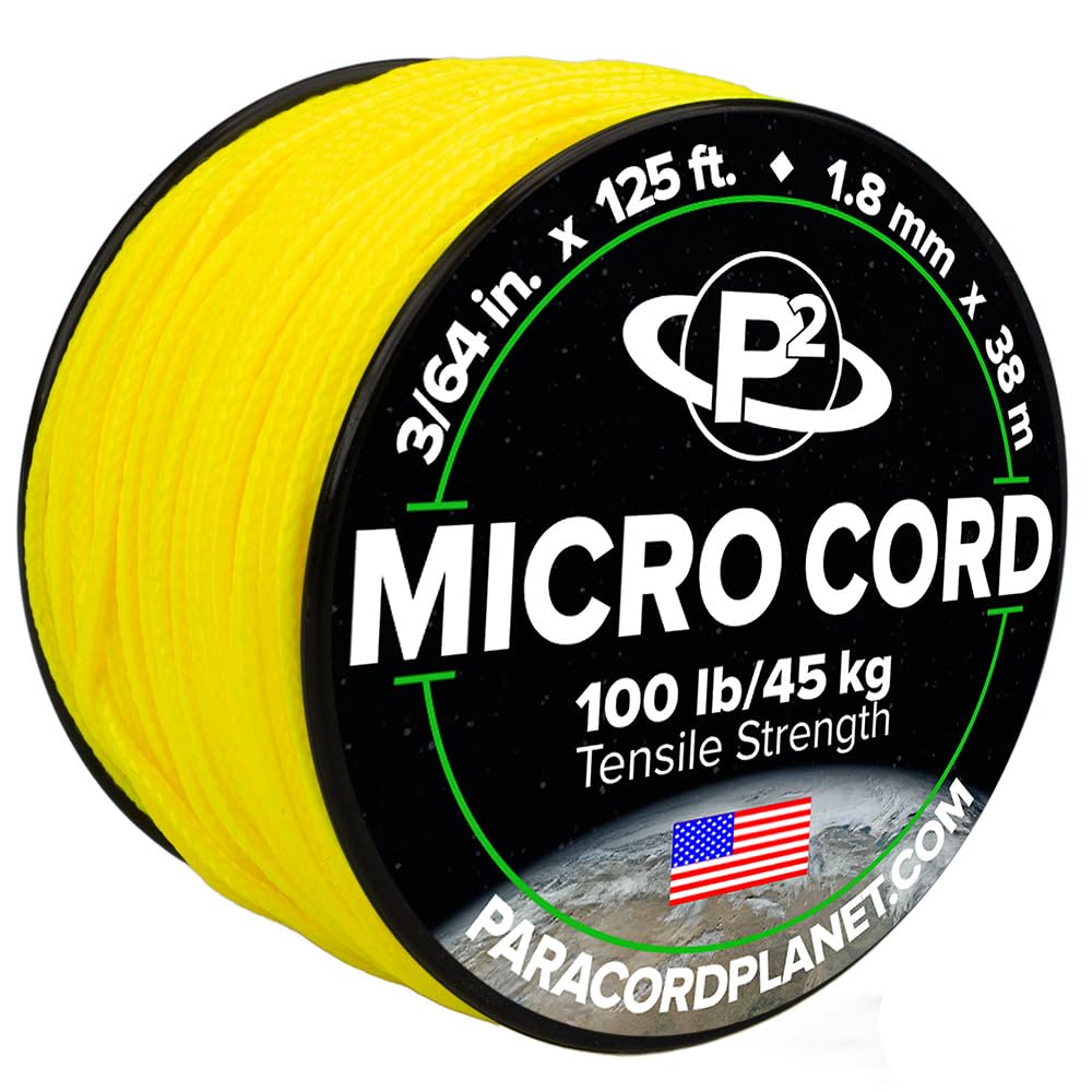 Paracord Planet Micro Paracord – Thin Braided Cord for Crafting, Fishing, and DIY Projects in 38m Spools – Neon Yellow — image 1