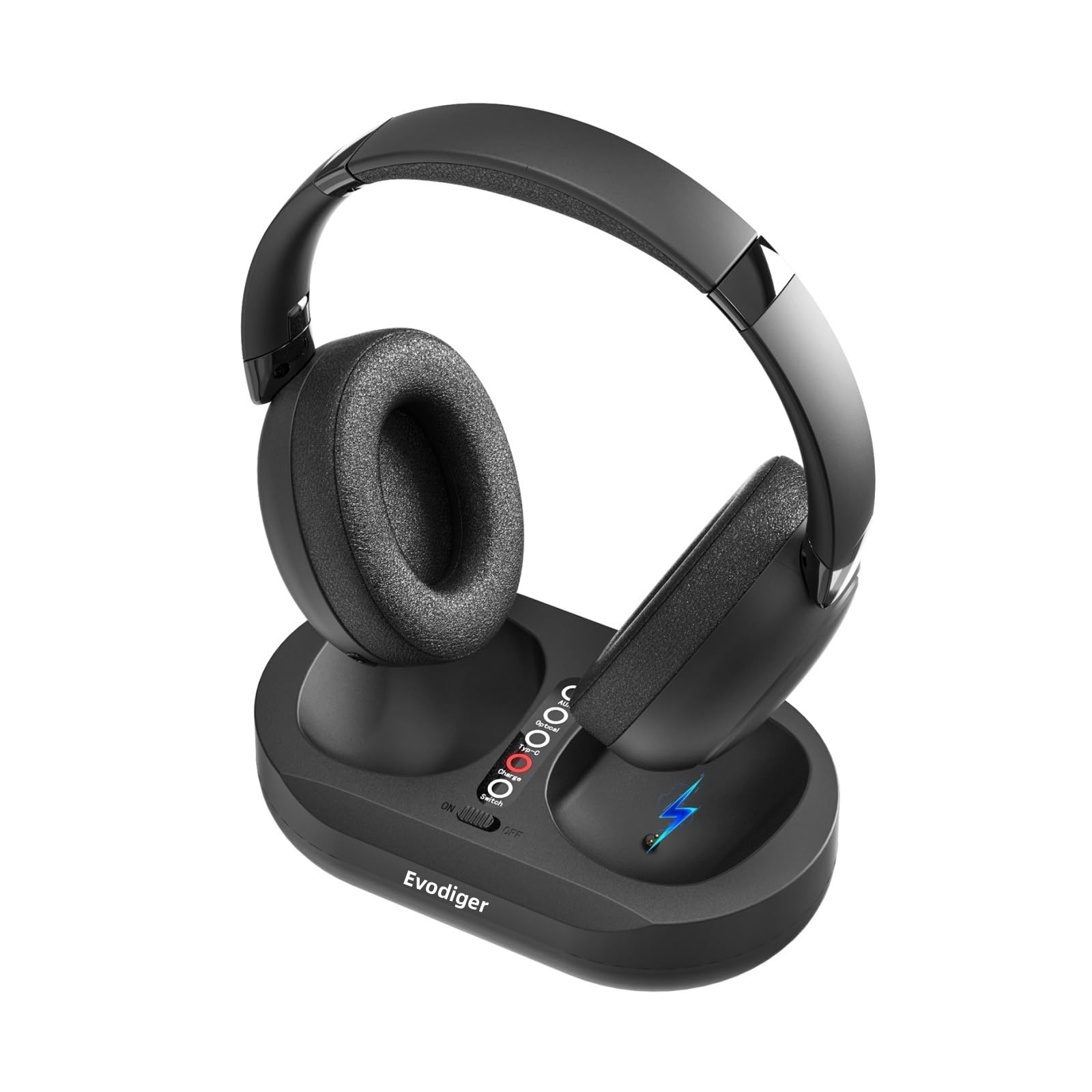 Casque TV sans Fil pour Seniors, avec Station de Charge Et éMetteur, Confortable, Longue DuréE de Vie de la Batterie, RéGlage Facile Du Volume, IdéAl pour Les Personnes âGéEs Qui Regardent la TV