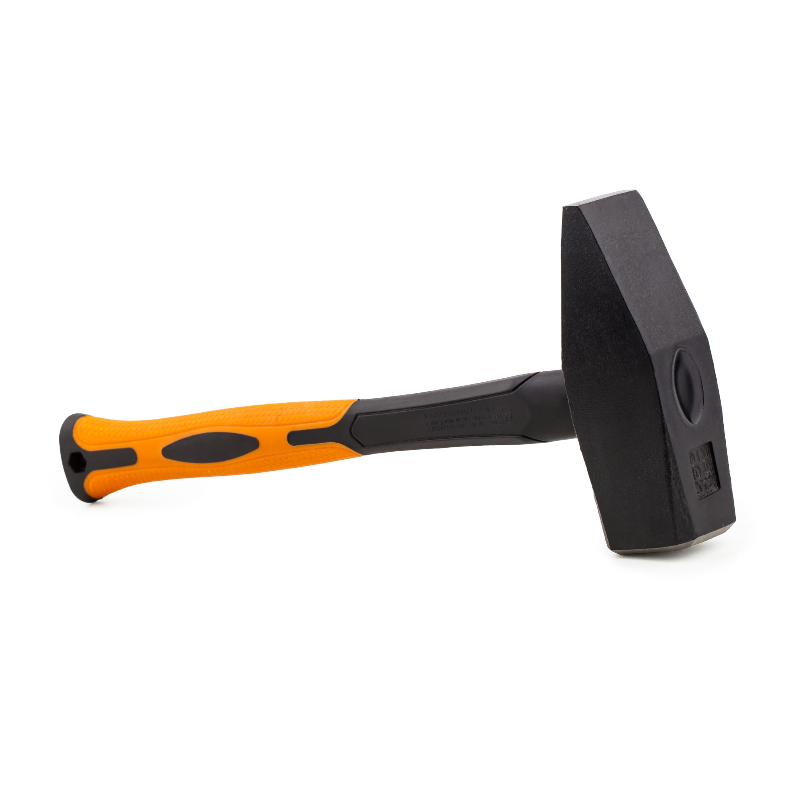 MIVOS Engineer's Hammer 2000g With 2K Fibreglass Handle - Forged Steel Head - Mounting Tool DIN 1041 - Black/Orange