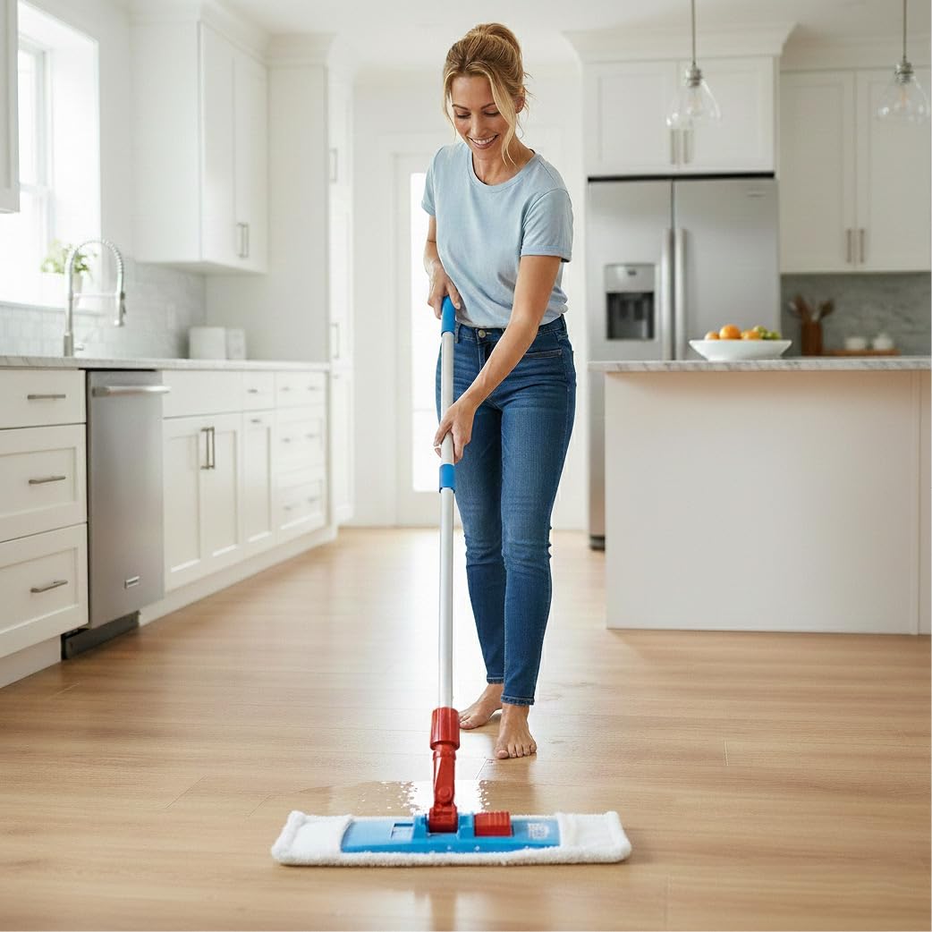 G.I.V. Bodenwischer Teleskopstiel 88-150 cm, aus Aluminium - Verstellbarer Stiel für alle 40-50 cm Klapphalter - ergonomischer Griff, leicht, stabil, rostfrei – Gebäudereinigung Zubehör – 5er Set