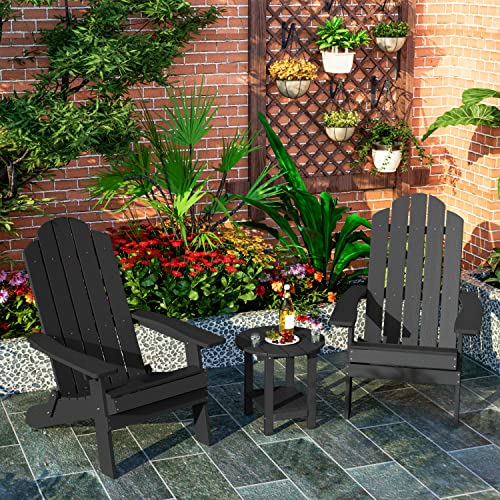 Mximu Round Outdoor Side Table Adirondack Tables 18 Inch Chairside End Tables With Storage Shelf, 2-Tier Plastic Patio Side Table For Balcony Backyard Lawn (Black, 1 Pack) #TOP3