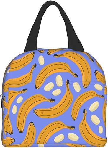 Miniatura 1 de Bolsa de almuerzo colorida con estampado de plátano aislada, bolsas de almuerzo reutilizables para comidas, contenedor portátil para hombres y