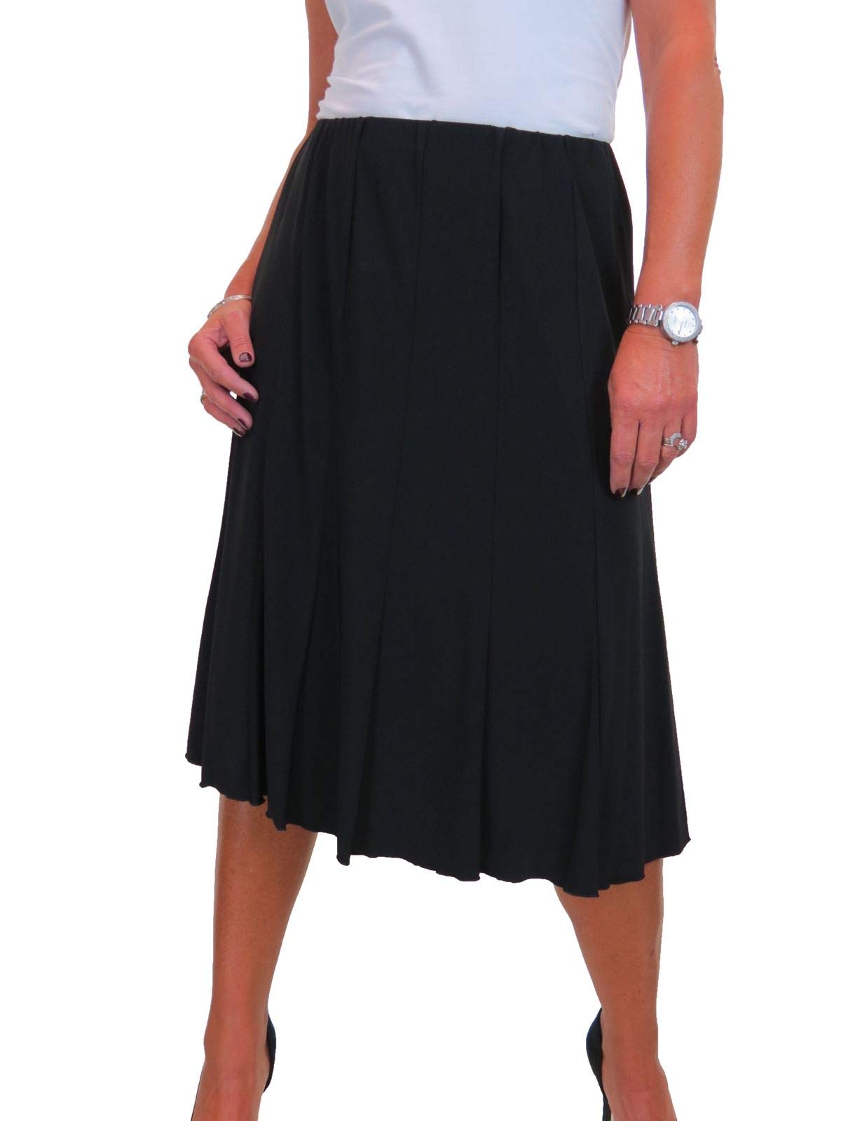 Knielanger Swing Flare Rock Für Damen, Weich Und Elastisch Mit Glanz Und Vollständig Gefüttert 34-48