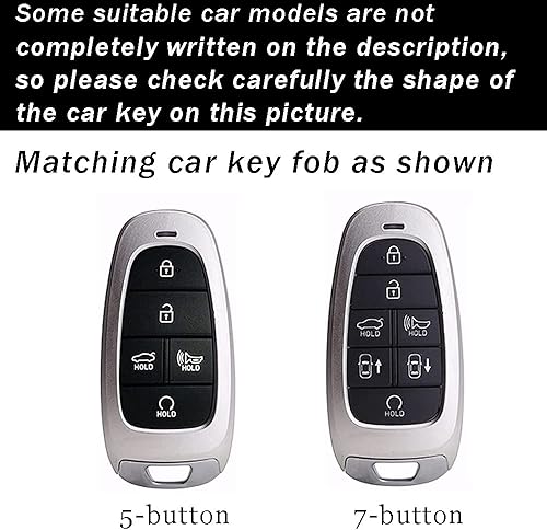 Miniatura 2 de ontto Compatible con Hyundai Sonata Santa Fe Tucson - Funda de cuero para llaves con llavero de protección completa (7 botones, azul), Azul