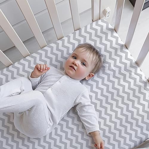 Miniatura 9 de Gllquen Baby Paquete de 4 sábanas de moisés, transpirable, acogedora, con patrón de moda para cuna de viaje, sábanas estándar seguras para cuna para