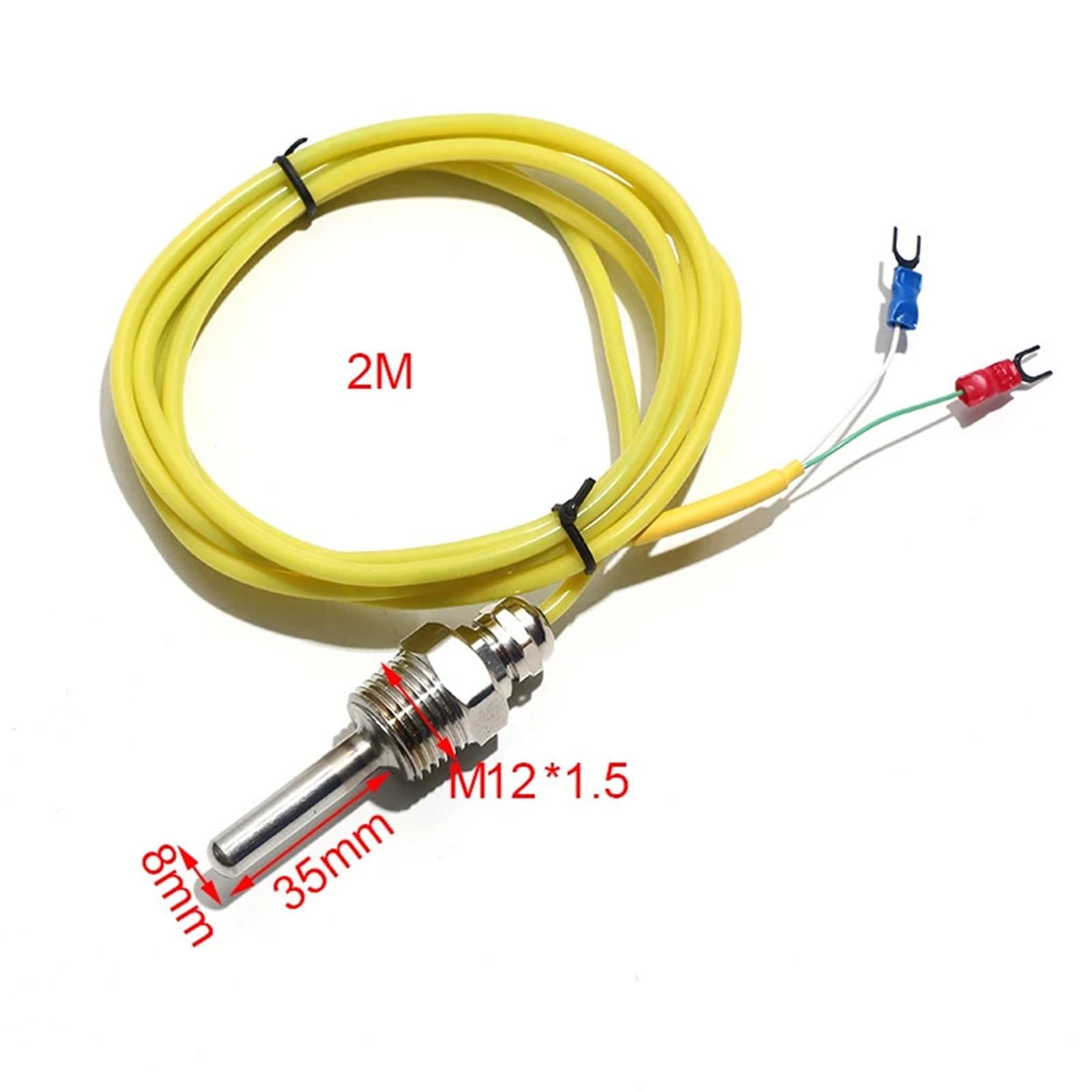 1 sensor de temperatura tipo K, sonda roscada de acero inoxidable de 2 m, termopar M12*1,5 mm/M20*1,5 mm, cable blindado con gel de sílice(M20x1.5 probe5x30mm)