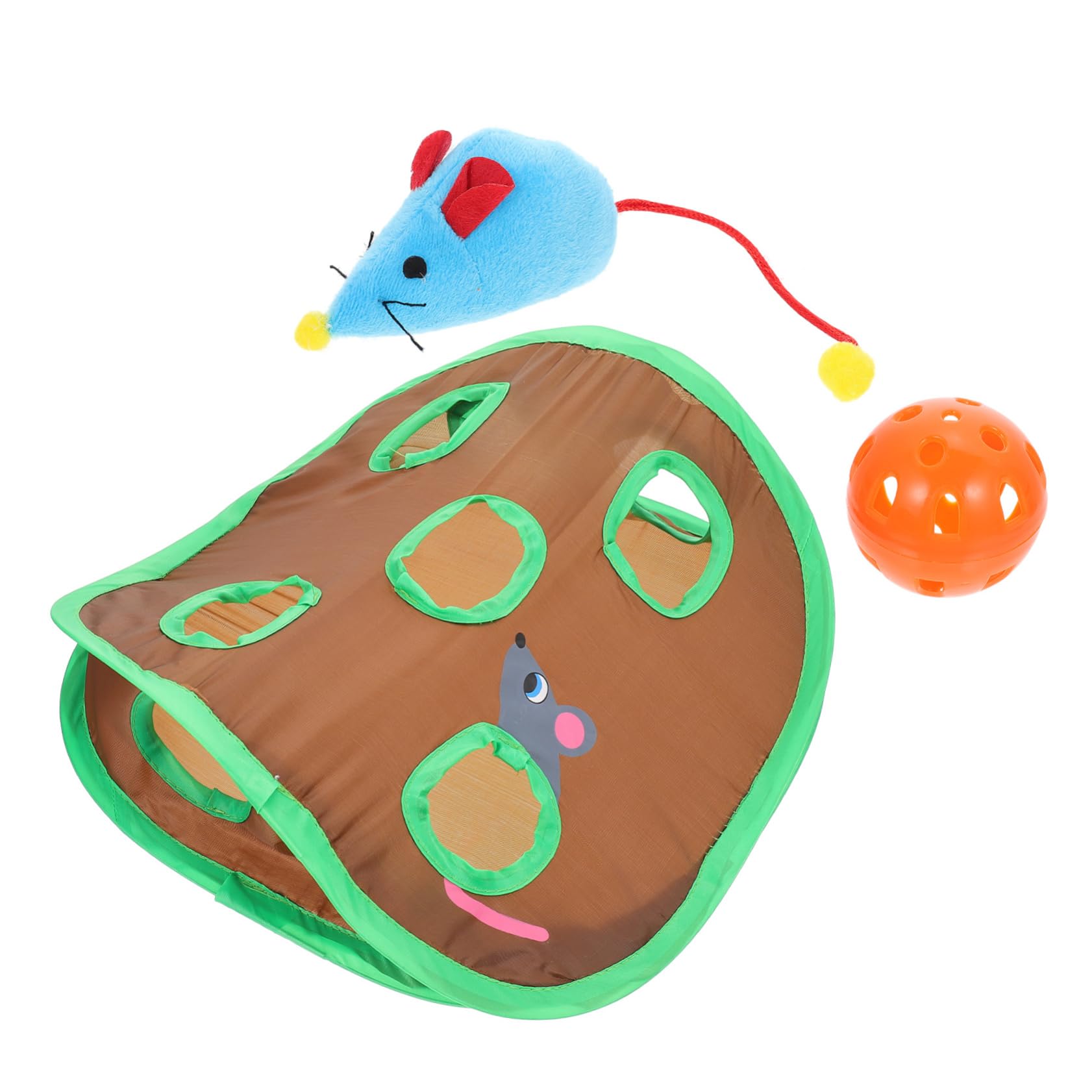Levemolo 1set Indoor Cat Toy Interactive Nine Holes Mouse Design Tunnel for Cats Cloth Material for Teasing and Exercising Indoor Pets Fun Hideaway Playtime