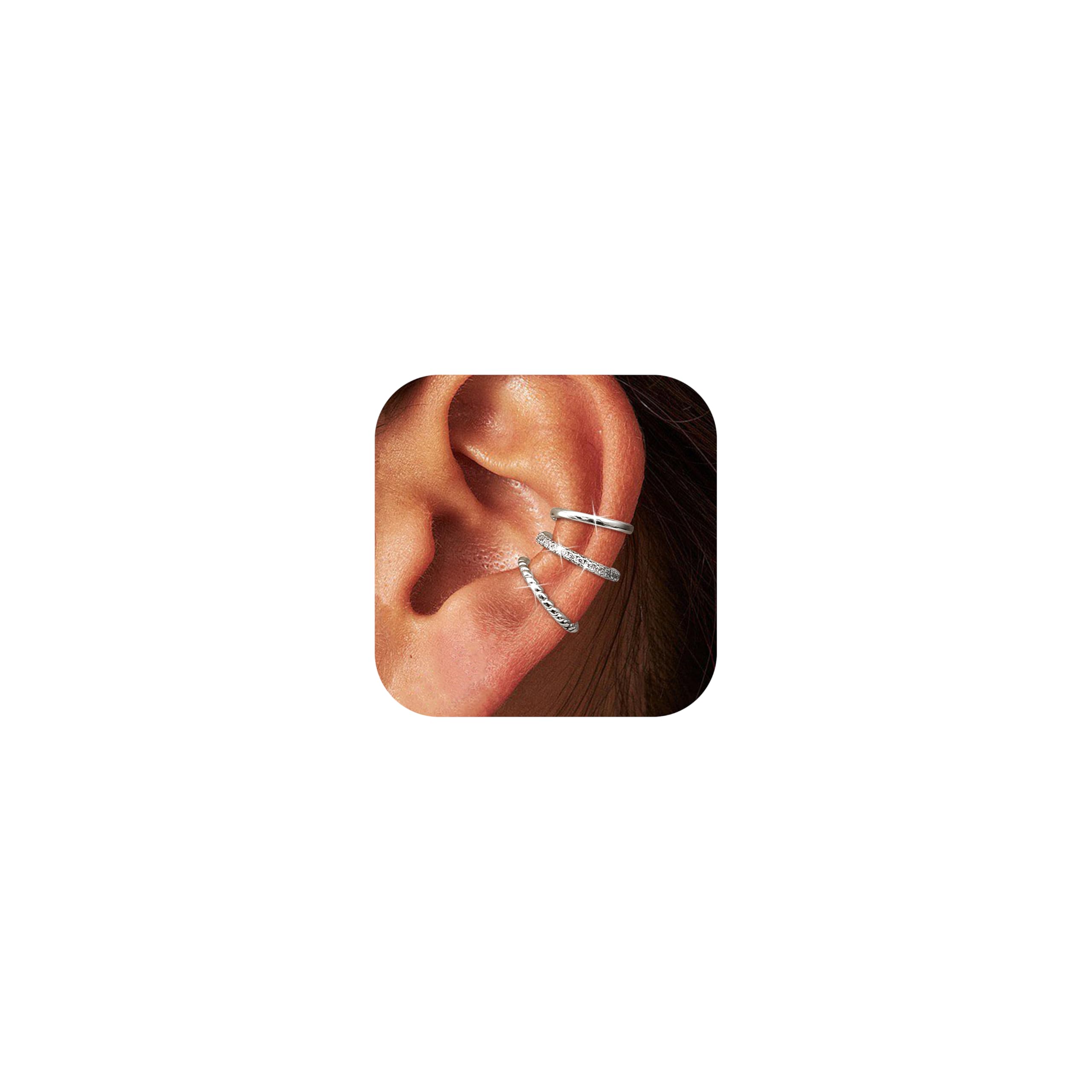 LOYALLOOK Ear Cuff Earrings for Women 14K Gold Plated Ear Cuffs Non Piercing Clip on Cartilage Earring Trendy Fake Earrings Hypoallergenic Huggie Hoop Clip Cuff Earring Lightweight