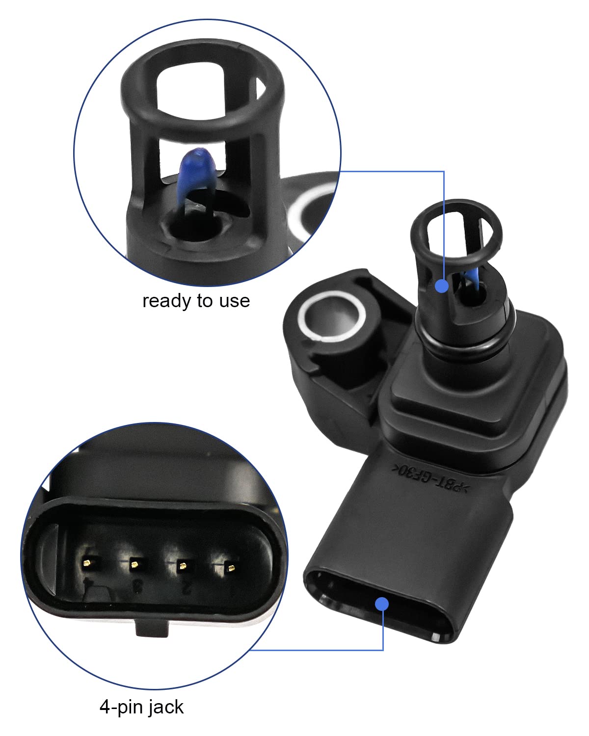 Intake Air Pressure and Temperature Sensor Replace 12681993 Fit for Chevy Equinox Cruze Malibu Silverado GMC Terrain Sierra Buick Cascada Encore 2016-2022 Replace 225-1174 12670600 5S15725